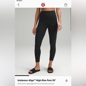 Lululemon Align High-Rise 25” Size 2 Black